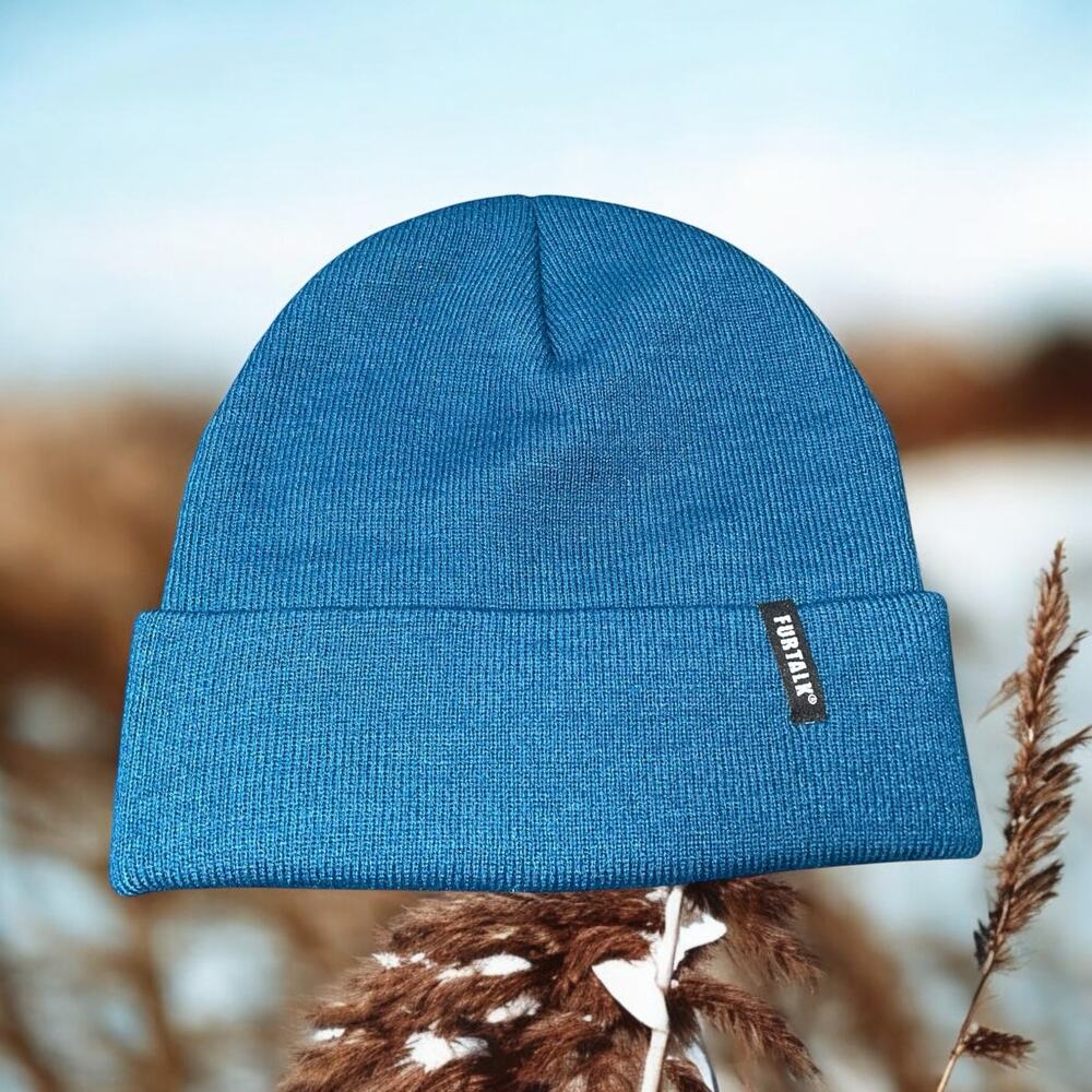 Furtalk Knit Watch Cap Hat Cuffed Beanie Adult Skullie Toque Blue Teal Ski Snow